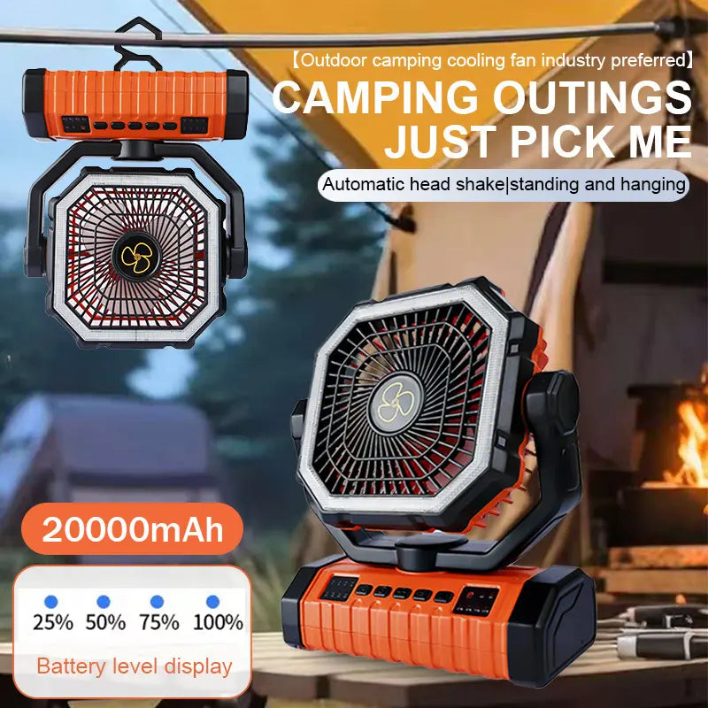 Portable Outdoor Camping Refrigeration Fan with Light | Rechargeable Tent Fan