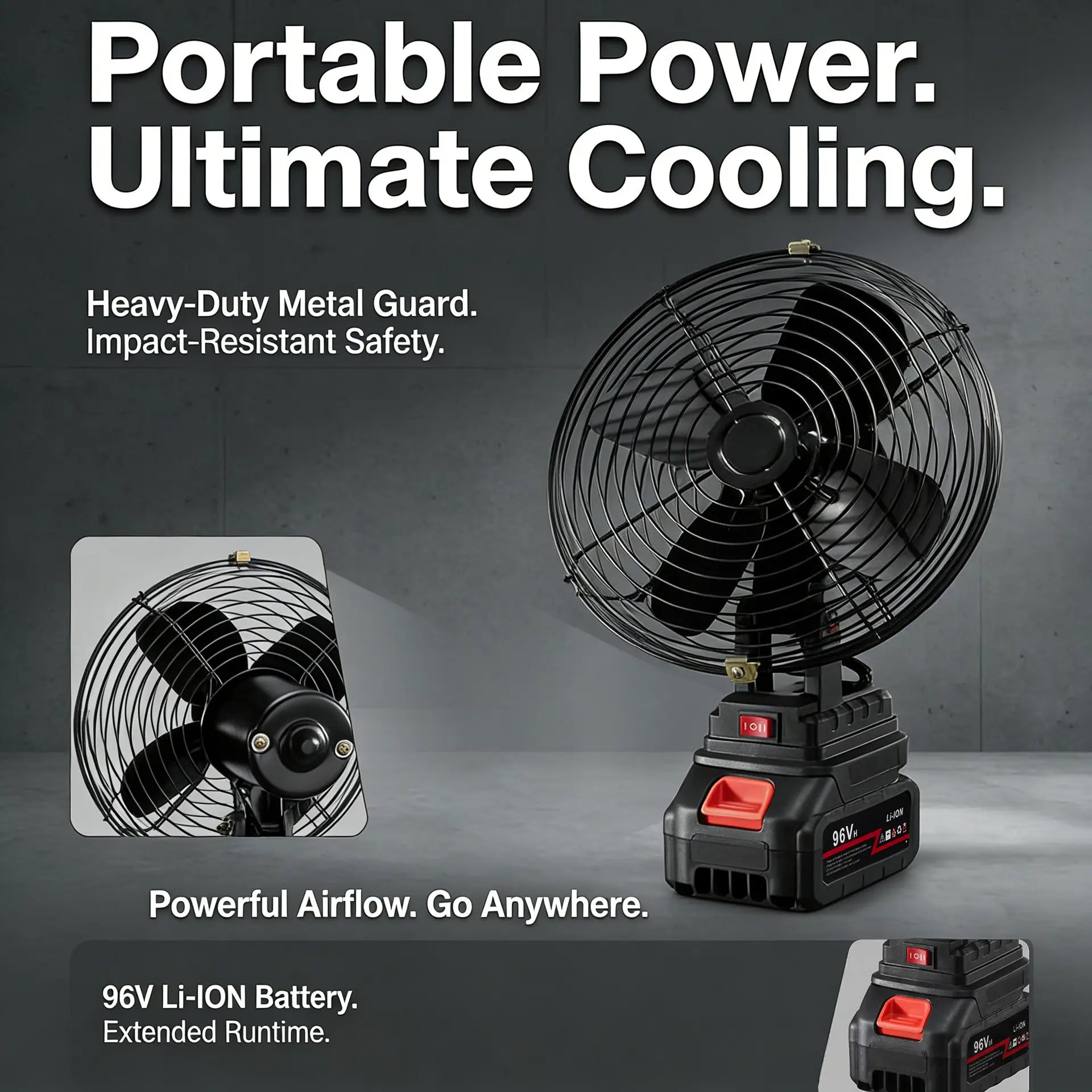 Portable Outdoor Camping Fan with Long Battery Life & Strong Wind | Rechargeable Lithium Fan