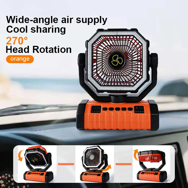 Portable Outdoor Camping Refrigeration Fan with Light | Rechargeable Tent Fan