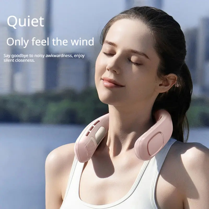 Portable Bladeless Neck Fan with Semiconductor Cooling | Hands-Free
