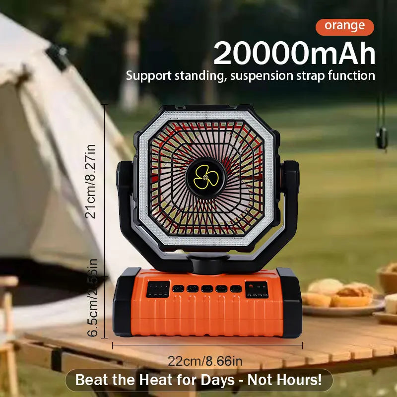 Portable Outdoor Camping Refrigeration Fan with Light | Rechargeable Tent Fan