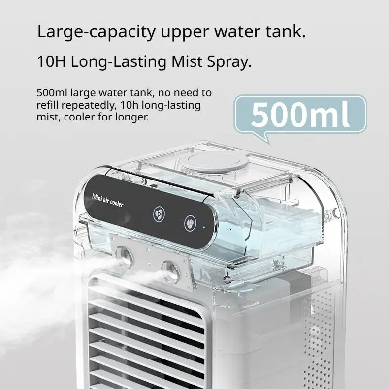 Portable USB Mini Air Cooler | Quiet Desktop Mist Fan