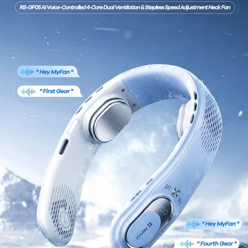 Portable Bladeless Neck Fan with Digital Display | Hands-Free Mini Fan