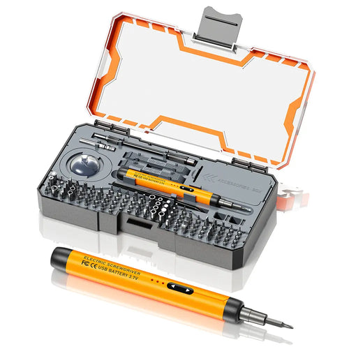 tools precision screwdriver set in black hard case, open view
