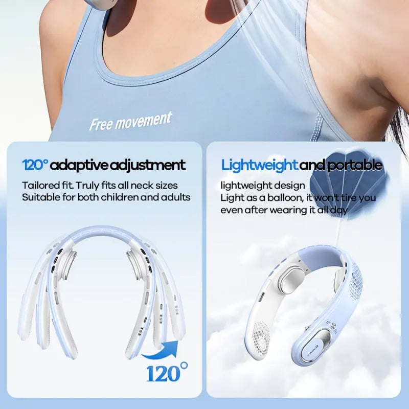 Portable Bladeless Neck Fan with Digital Display | Hands-Free Mini Fan
