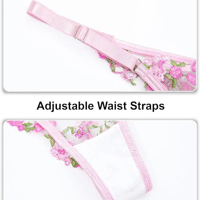 Sexy Embroidered Mesh Lingerie Set | Sheer Underwire Bra