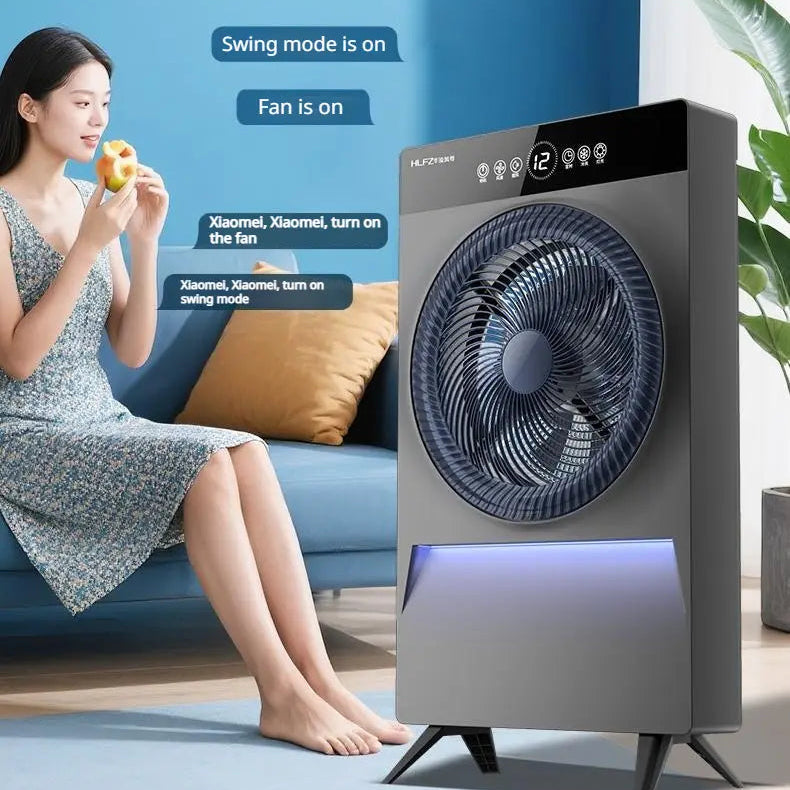 Voice-Controlled Air Circulation Fan | Floor-Standing Mist Cooler