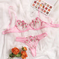 Sexy Embroidered Mesh Lingerie Set | Sheer Underwire Bra