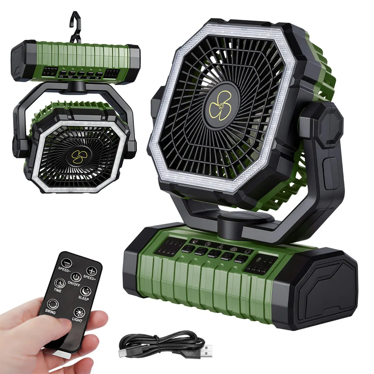 Portable Outdoor Camping Refrigeration Fan with Light | Rechargeable Tent Fan