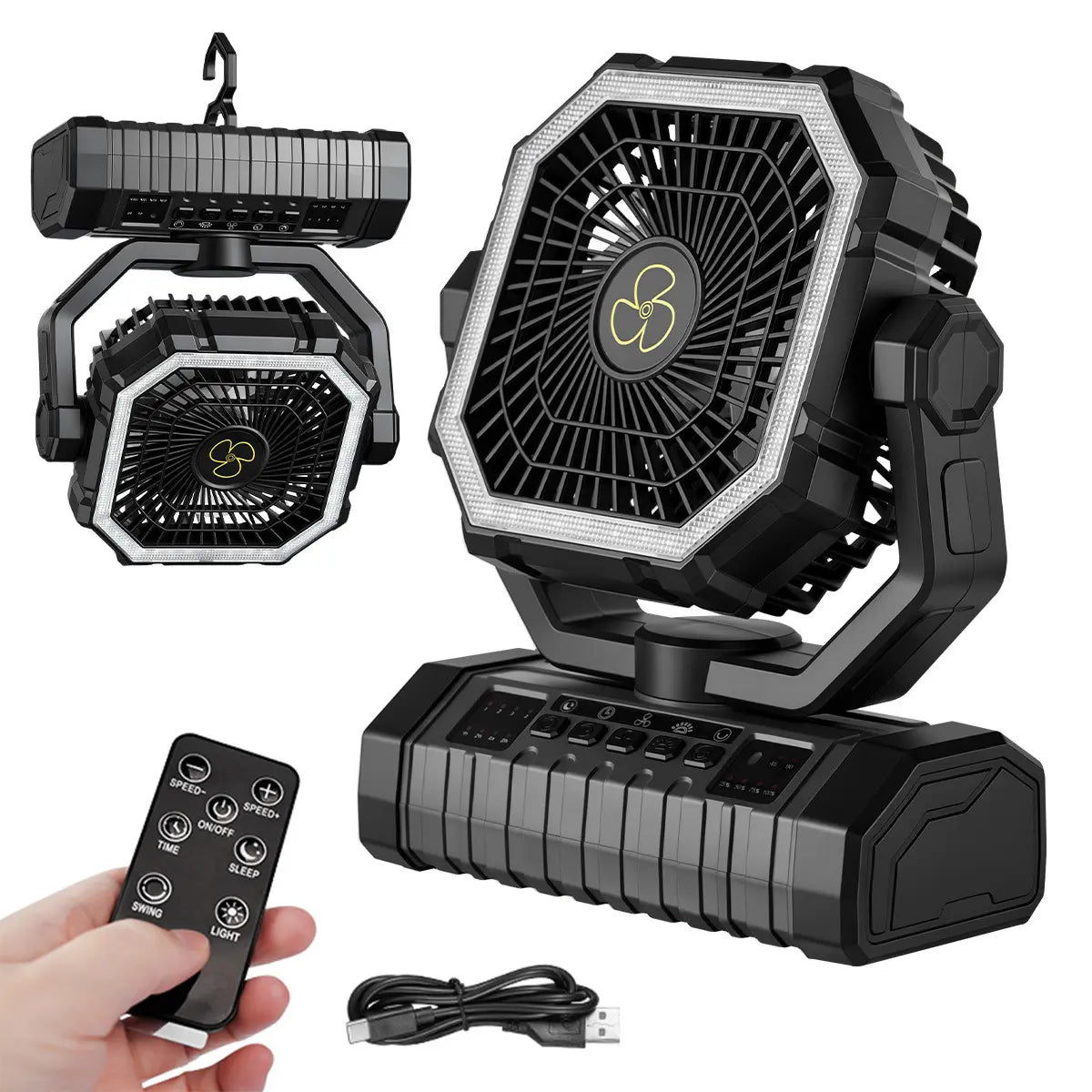 Portable Outdoor Camping Refrigeration Fan with Light | Rechargeable Tent Fan