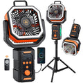 Portable Camping Tent Fan with Extendable Stand & Emergency Light