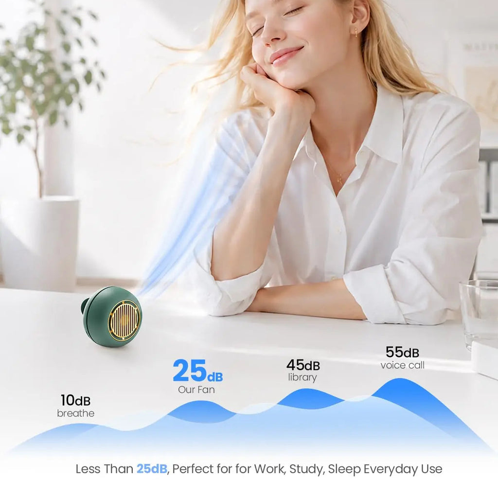 Bladeless Clip On Fan: Portable 5-Speed Wearable Mini Fan