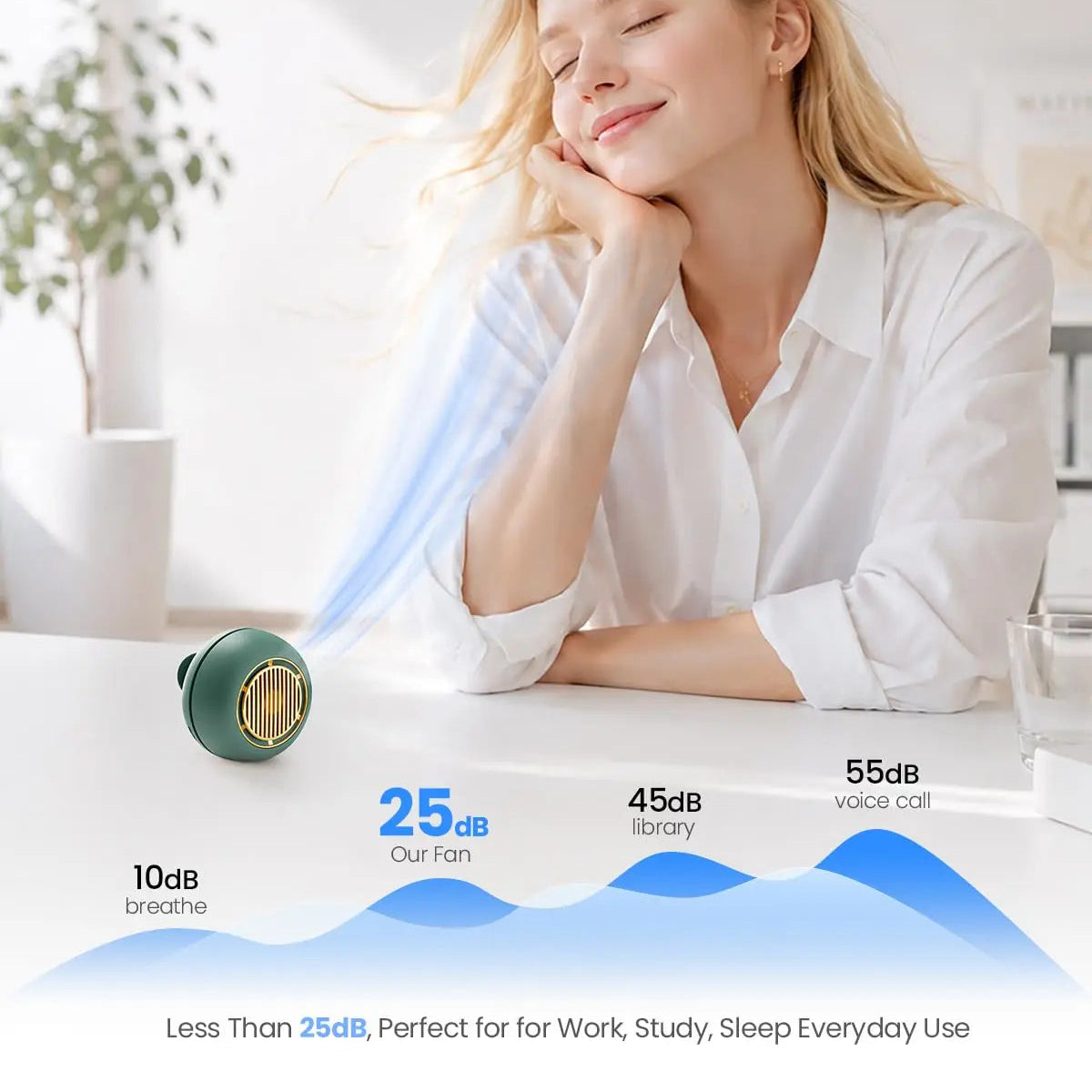 Bladeless Clip On Fan: Portable 5-Speed Wearable Mini Fan